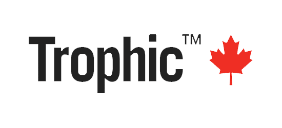 Trophic logo with red maple leaf