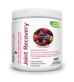One white and pink container of JOINT RECOVERY 180g FRUIT PUNCH flavour