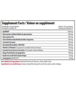 Supplement facts panel of JOINT RECOVERY 180 g Serving Size: 1 Scoop (4 grams)