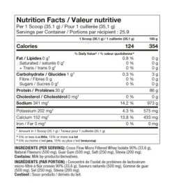 Nutrition fact and ingredients panel of Pro Line All Natural ISO Advanced 5lbs Per 1 Scoop (35.1 g)
