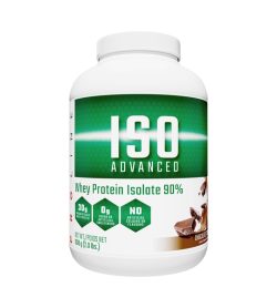 One white and green container of Pro Line ISO Advanced Natural Whey Protein Isolate 2 lbs Chocolate flavour