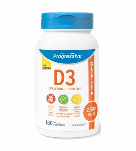 Progressive Vitamin D3 extra strength 2,500 IU (180 tablets)