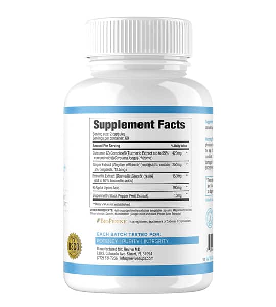 Revive Turmeric + Antiinflammation Formula (120 Veggie Capsules)