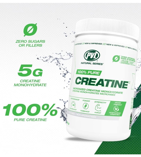 PVL 100 Monohydrate de créatine micronisée pure sans saveur 1000g (1kg) Suppléments Canada
