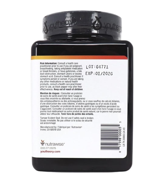 Youtheory Turmeric Extra Strength (45 Veggie Capsules) Supplements